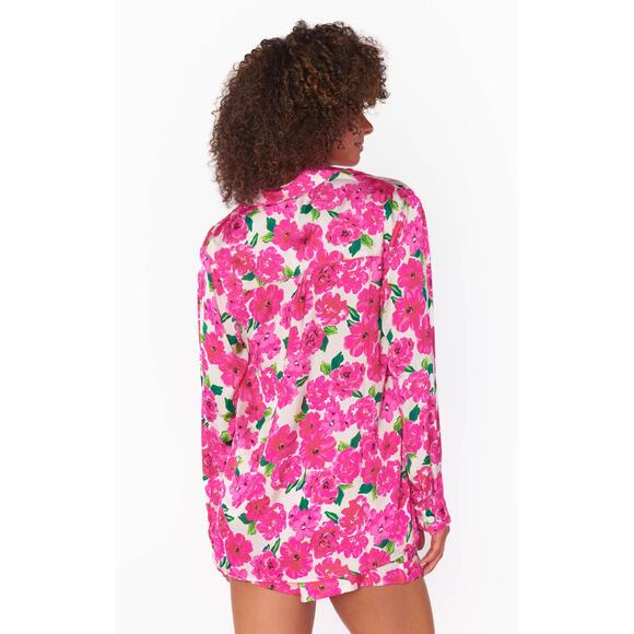 Show Me Your Mumu Early Riser PJ Set Pink Floral Soiree Silky S/M - Picture 10 of 11